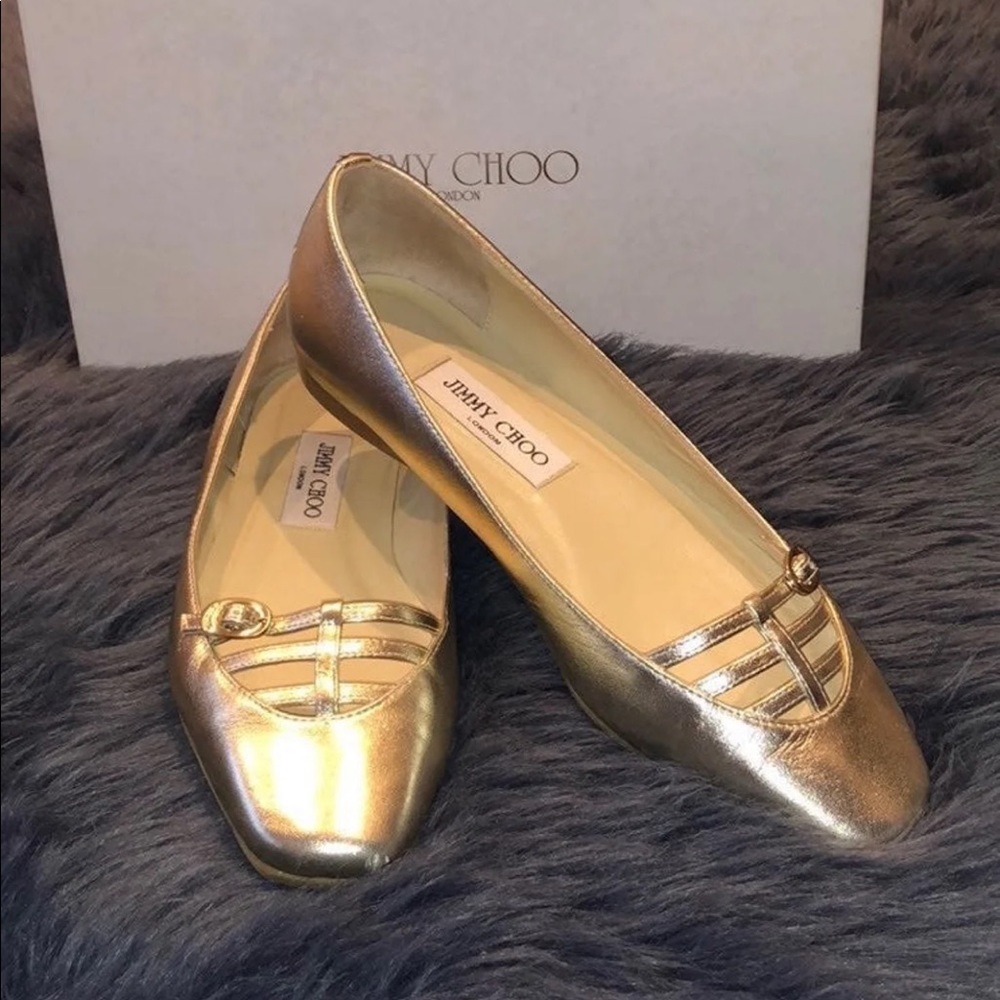 Jimmy Choo Willow Flats in silver Leather sz 38